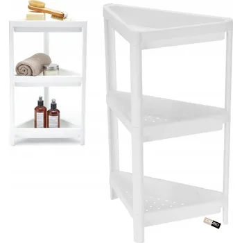 Koupelnový nábytek Rohová plastová koupelnová police bílá 3-patrová 44x33x71 cm