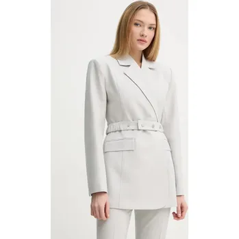 Dámské sako Blazer s příměsí vlny Gestuz šedá barva, dvouřadový, 10909752 09X, vel. 36