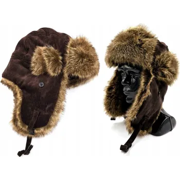 Dámské oblečení Čokoládová – dámská čepice pilotka s kožešinou Matrix, zimní elegance