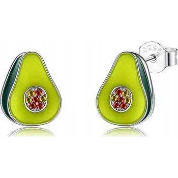 Náušnice Avokádově zelené stříbrné náušnice zirkony S925