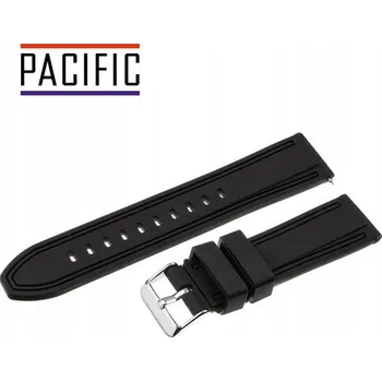 Řemínek na hodinky ŘEMÍNEK U14 - 1 - ČERNÝ - 22MM SILIKONOVÝ PACIFIC + STĚŽEJKY
