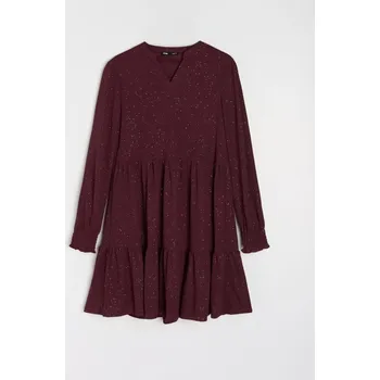 Dámské šaty Sinsay - Mini šaty s vrstveným efektem - burgundy - 621FI-83X - 621FI-83X-XL