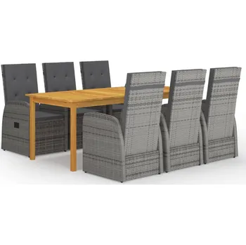 Zahradní lavice 7dílný zahradní jídelní set šedý Šedá 3067906
