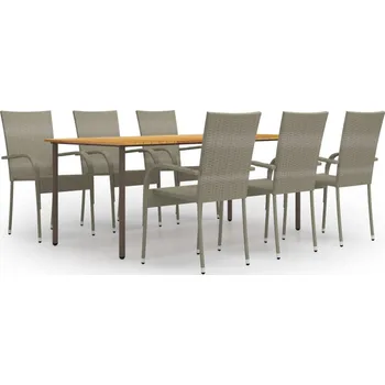 Zahradní sestava zahrada-XL 7dílný zahradní jídelní set polyratan šedý 3072503