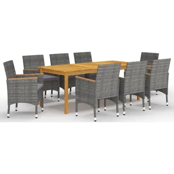 Zahradní lavice zahrada-XL 9dílný zahradní jídelní set šedý 3067866