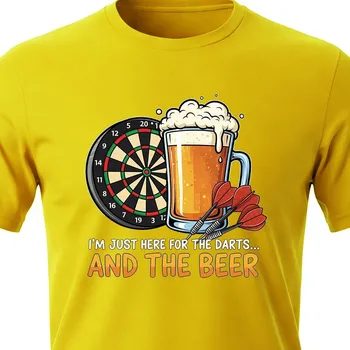 Pánské tričko Tričko Šipky - Darts and Beer - velikost XXL, Barva Žlutá
