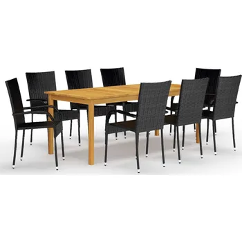 Zahradní sestava zahrada-XL 9dílný zahradní jídelní set černý 3067881