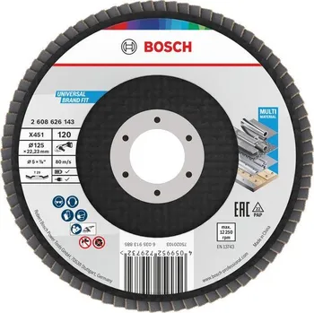 Brusný kotouč Bosch Lamelový brusný kotouč X451, 125 × 22,23 mm, G120, T29, 60 ks Professional (2608626143)