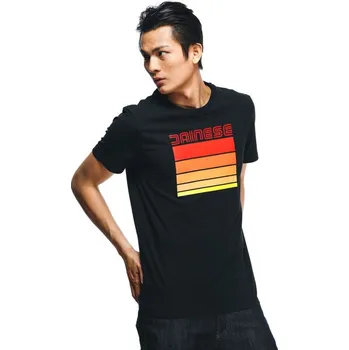 Pánské tričko Triko DAINESE STRIPES černo/červené 2H59165823