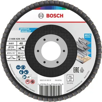 Příslušenství k brusce Bosch Lamelový brusný kotouč X451, 115 × 22,23 mm, G40, T27, 15 ks Professional (2608626171)