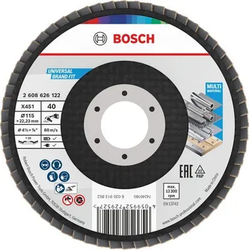 Brusný kotouč Bosch Lamelový brusný kotouč X451, 115 × 22,23 mm, G40, T29, 15 ks Professional (2608626167)