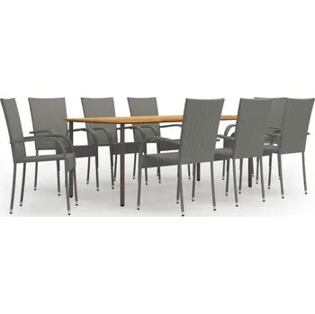 Zahradní sestava zahrada-XL 9dílný zahradní jídelní set polyratan šedý 3072506
