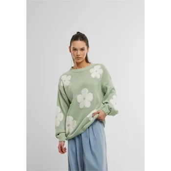 Dámský svetr Cloud 5ive Crewneck Knit Sweater with Flowers - mint/white XL