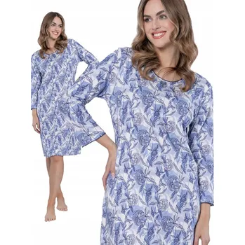 Dámská noční košile Leveza EUFEMIA - pohodlná bavlněná dámská košile noční květiny L