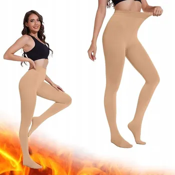 Teplé dámské zimní zateplené punčocháče velikosti L, 52-65 kg, tělová barva