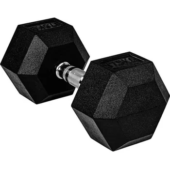 Jednoruční posilovací činka šestihranná pogumovaná 25 kg pro domácí i profi cvičení