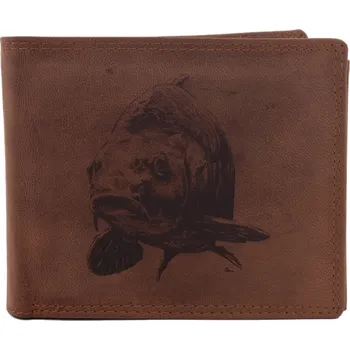 Peněženka Mercucio Pánská Peněženka světlehnědá vzor 47 kapr hlava