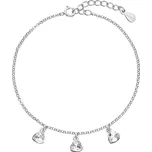 Stříbrný náramek se Swarovski krystaly bílé srdce 33108.1