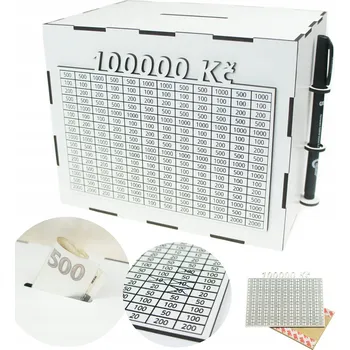 Pokladnička Pokladnička na odškrtávání 100000 Kč s vyměnitelnou tabulkou + popisovač