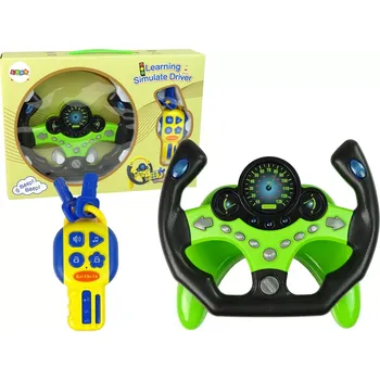 Hračka pro nejmenší Interaktivní dětská závodní volant se světly a zvuky + klíčky, zelený