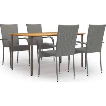 Zahradní sestava zahrada-XL 5dílný zahradní jídelní set polyratan šedý 3072493