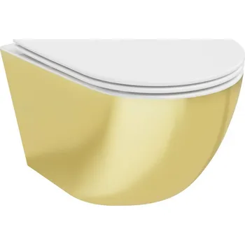 Klozet Mexen Lena WC mísa Rimless s pomalu sklopným sedátkem slim, duroplast, bílá/zlatá - 30224006 WC mísy