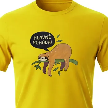 Tričko Lenochod - Hlavně pohoda! - velikost XXL, Barva Žlutá