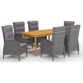 Zahradní lavice zahrada-XL 7dílný zahradní jídelní set šedý 3067775