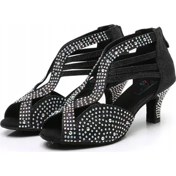 Dámské lodičky Lelka taneční boty na latino L223 - 6 cm podpatek - ČERNÉ, velikost 37