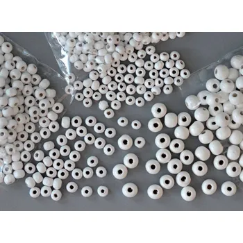 Dětské navlékací korálky Dřevěné korálky BÍLÉ - 6 x 5 mm