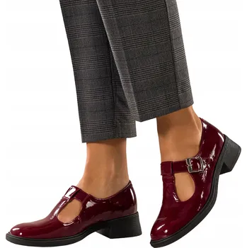 Dámské polobotky POLOBOTKY Dámské KOŽENÉ Bordó Módní Prořezy Pohodlné PRODUKT POLSKÝ vel. 38