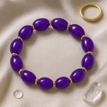 Náramek Náramek Fialový se zlatými ozdobami