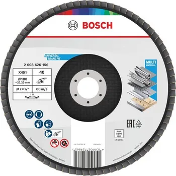 Brusný kotouč Bosch Lamelový brusný kotouč X451, 180 × 22,23 mm, G40, T29, 15 ks Professional (2608626156)