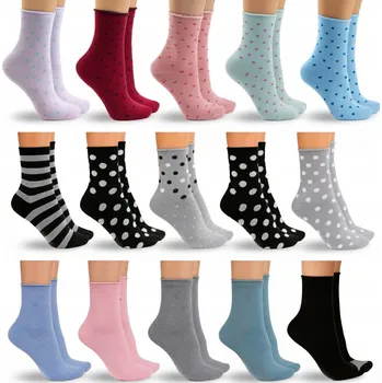 Dámské ponožky 15x Dámské bavlněné beztlakové ponožky bez gumičky, pohodlné