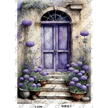 Umělecký papír Rýžový a soft papír na decoupage - Zápraží levandulové - KB3396 Materiál: Soft, Rozměr: A4