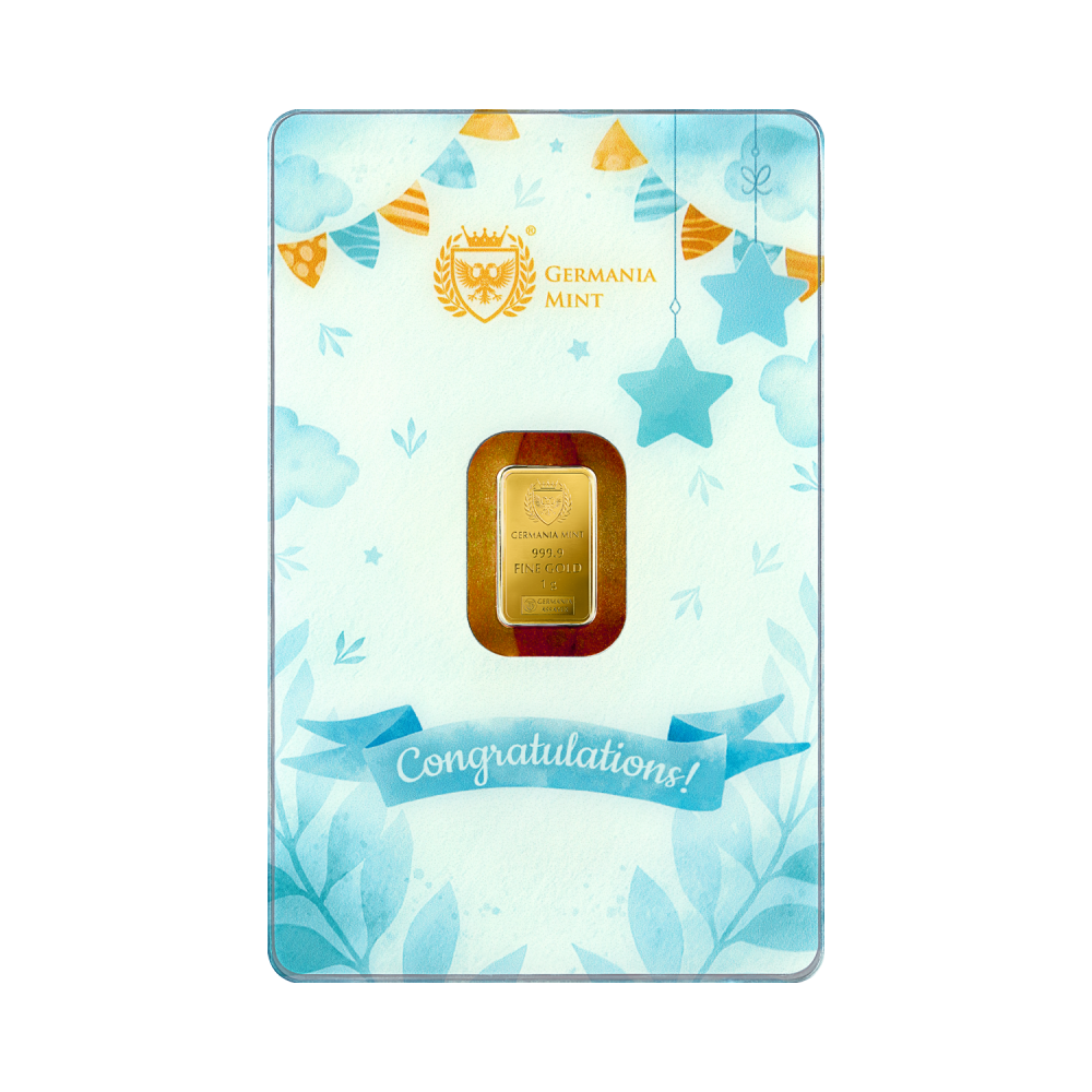 Germania Mint - Narození dítěte (Chlapec) - 1g - zlatý dárkový slitek