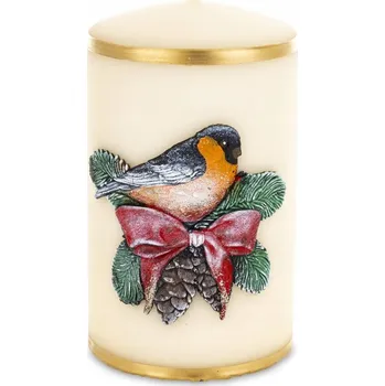 Svíčka Parafínová Dekorovaná Svíčka Tradiční Vánoční Ozdobná 14cm Průměr 8cm