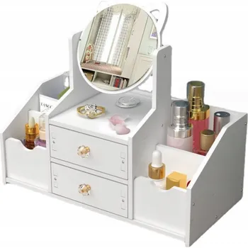 Toaletní stolek MaDe Toaletní Stolek Bianca se zrcadlem, organizérem a zásuvkami na kosmetiku a šperky