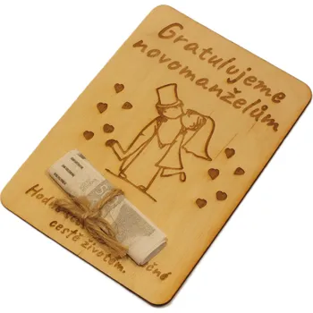 Dary dřeva Dřevěné přání na peníze-blahopřání novomanželům