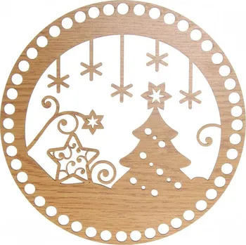 Pro Háčkování Víko na košík kruh Ø 20 cm dekor dub, vánoční stromeček