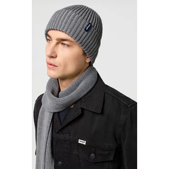 Čepice Wrangler SCARF BEANIE MID GREY šedá