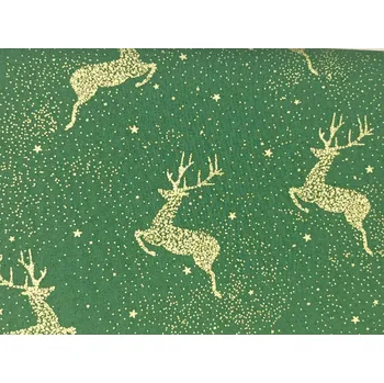 Bavlněná látka Zlatí jeleni na zelené