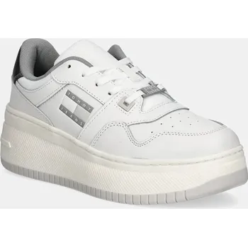 Pánské tenisky Sneakers boty Tommy Jeans TJW RETRO BASKET FLATFORM METAL EN0EN02607 bílá 00X, EUR 40