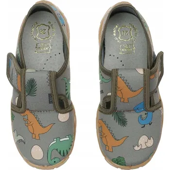 Chlapecké bačkory Dětské Papuče DINOSAURS Suchý zip Kožená vložka Polské RAWEKS B26 29
