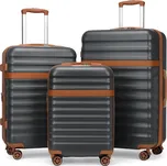 Sada 3 cestovních ABS+PC kufrů Kono 33L/57L/87L - šedo hnědá KSK2484