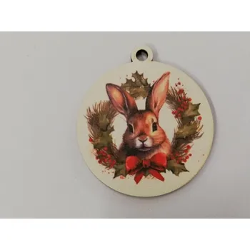 Vánoční dekorace Vánoční výřez baňka - zajíček
