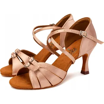 Dámské sandále Lelka taneční boty na latino D28 - PINK - podpatek 7,5 cm, velikost 39