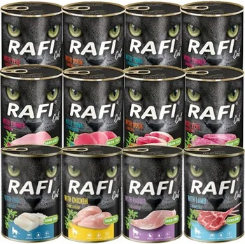Krmivo pro kočku Mokré krmivo pro kočky Rafi bez obilovin mix chutí konzerva 12 x 400 g