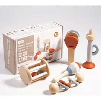 Dřevěná hračka DĚTSKÉ DŘEVĚNÉ HUDEBNÍ NÁSTROJE SADA PRO DĚTI MONTESSORI