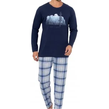 Pánské pyžamo Pánské klasické pyžamo s dlouhým rukávem, dlouhé kalhoty bavlna, velikost XL